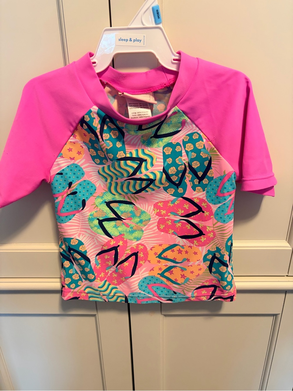 Kids Pink Short Sleeve Rash Guard Swim Top